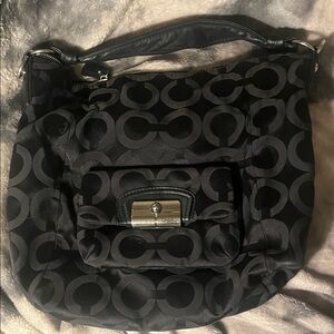 Coach Black Hobo Bag with Circle Pattern